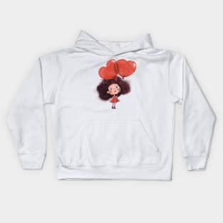 Girl with balloons Kids Hoodie